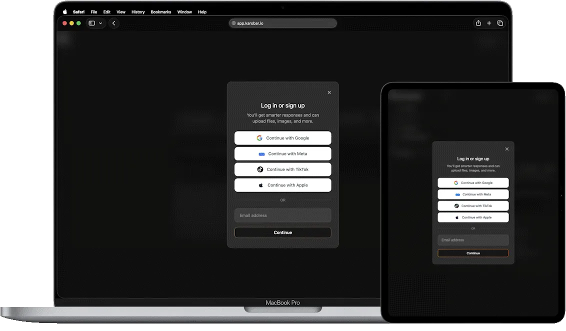 Karobar on MacBook and iPad